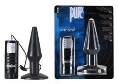 Чёрная анальная пробка с вибрацией Pure - 11,4 см.